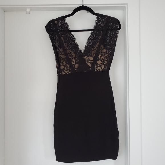 bebe Cutout Lace Twofer Bandage Dress - Picture 3 of 7